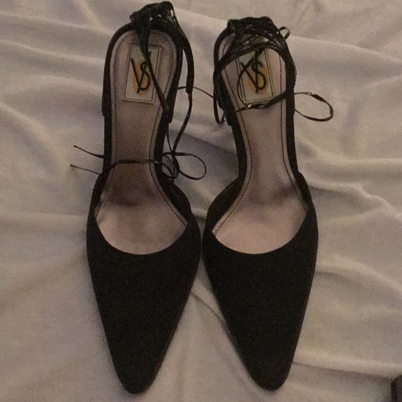 VS Laver Black Satin Ankle Strap Slides 7.5 - Picture 6 of 8